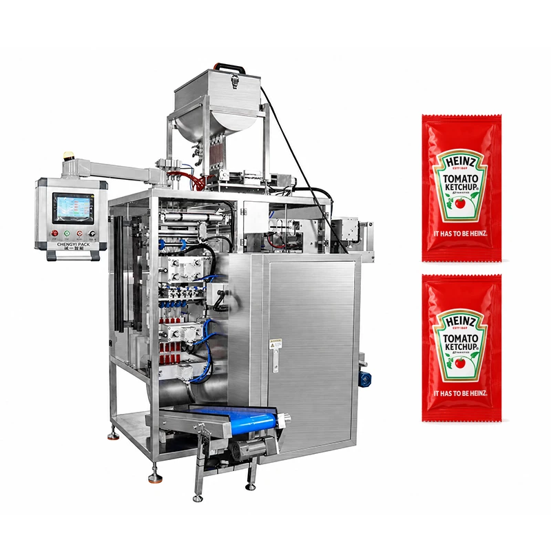 Machine d'emballage de sachets de ketchup aux tomates &agrave; 4 voies