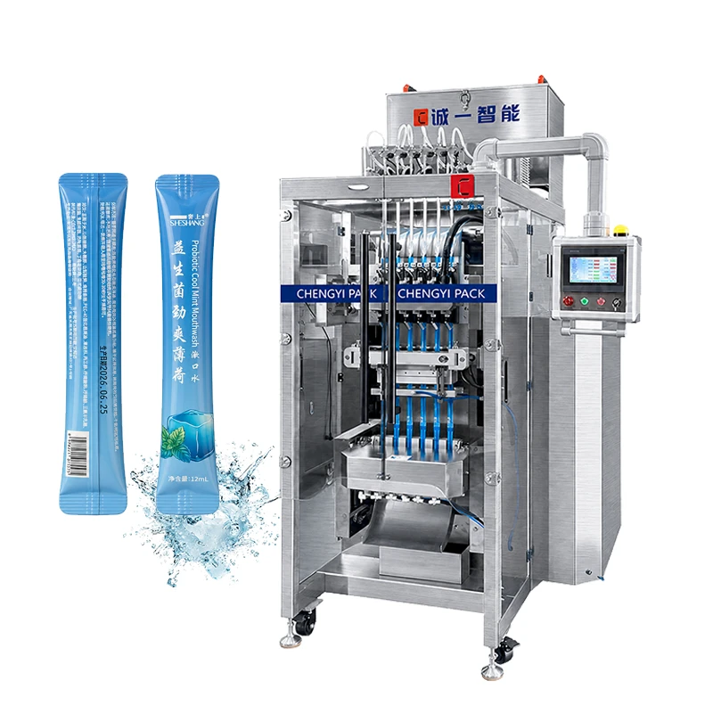 Machine d'emballage de b&acirc;tonnets de bain de bouche &agrave; plusieurs voies